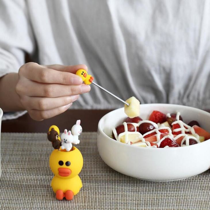 Silicone Stainless Steel Party Snack Markers Design Fork