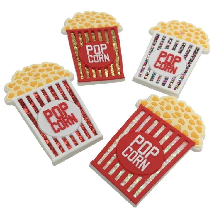 Novelty Soft PVC Popcorn Shape Pencil Sharpener With Sequins